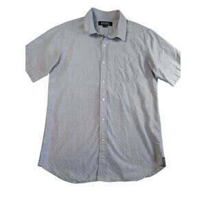 Ezekiel  100% Cotton Button Down Mens Shirt Size M Short Sleeve Silver